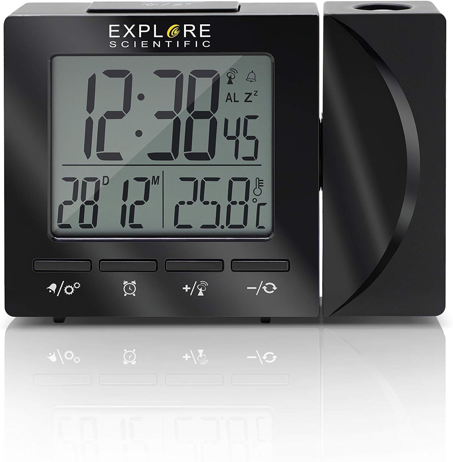 Explore Scientific B-RDP1001 Horloge Radio-contrôlée avec Projection Heure Noir