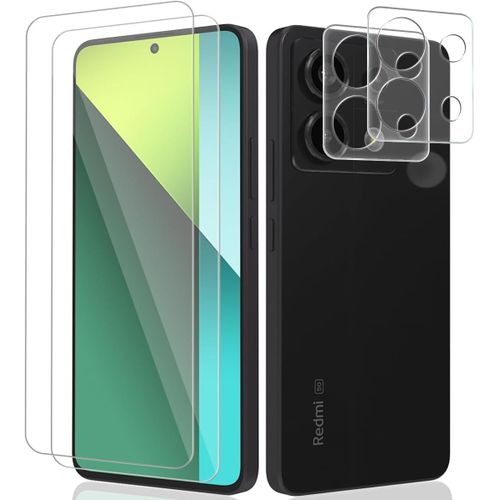 2+2 Pièces Verre Trempé Pour Xiaomi Redmi Note 13 Pro 5g Protection Écran + Caméra Verre Trempé, Avec Cadre D'installation, 9h Dureté Hd Protecteur D'écran Pour Xiaomi Redmi Note 13 Pro 5g