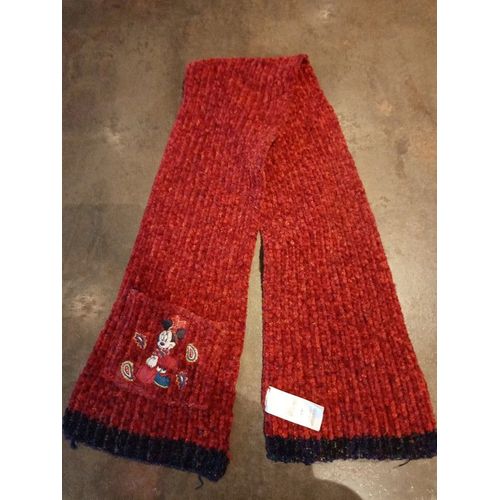 Écharpe Laine Chenille Bordeaux Minnie Fille Très Bon État