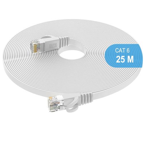 Câble Ethernet 25m Cat 6 Plat Câble de Réseau Haute Vitesse Gigabit 1Gbps RJ45 Compatible avec Cat.5e Cat.6 Cable Internet pour PC PS5/4 LAN Switch Modem Smart TV