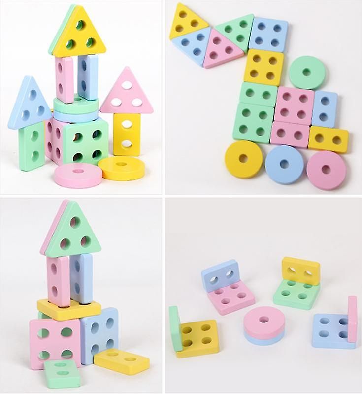 Arc-En-Ciel Macaron Puzzle GOmTrie Forme Cognitive Bois ... - 2