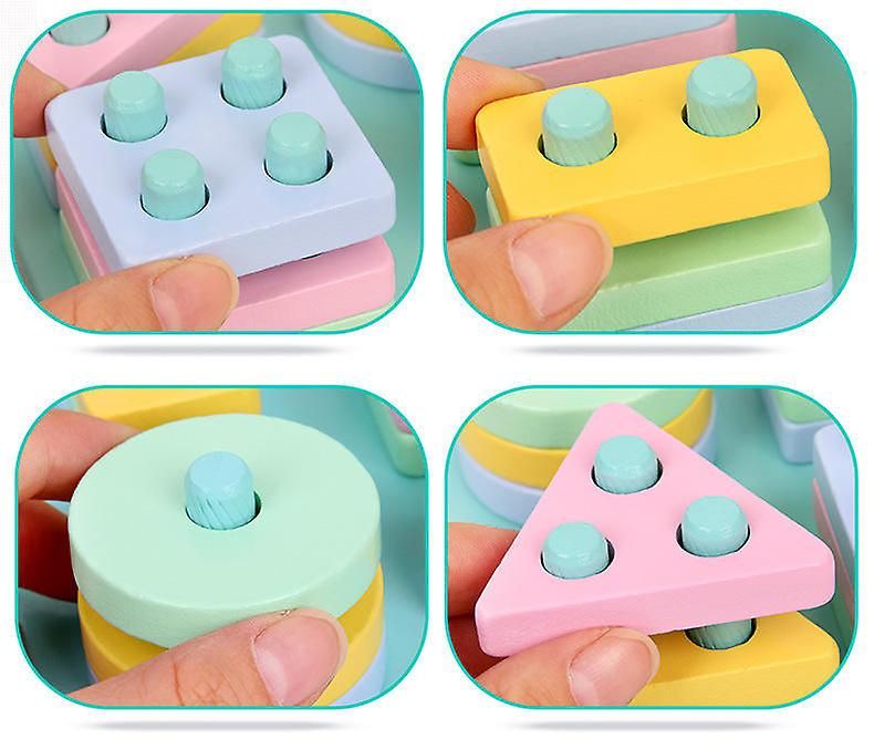 Puzzle Macaron Arc-En-Ciel Forme GOmTrique Bois Cognitif... - 3