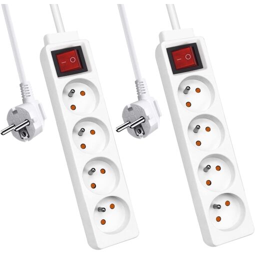 Multiprise avec Interrupteur, Bloc Multiprise 4 Prises 16A Blanc, M...