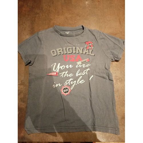 T Shirt Mc Gris Bleu Garçon 10 Ans Kiabi Très Bon État