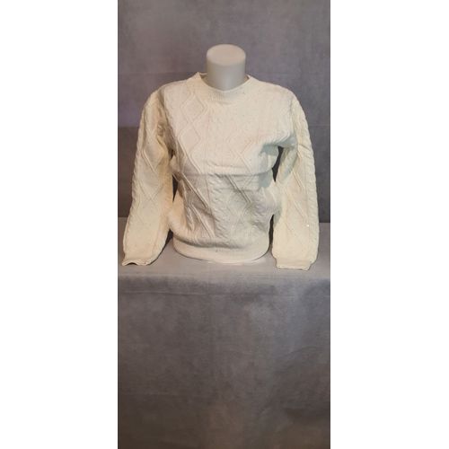 Pull Sequins Blanc Femme Mg Monogram Paris Taille Unique