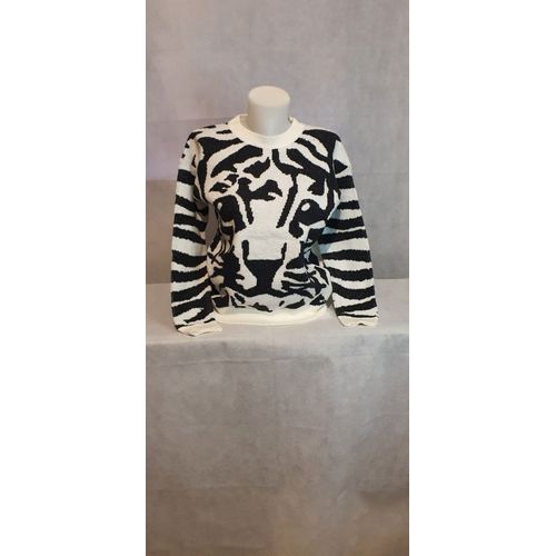Pull Tigre Blanc Femme Mg Monogram Paris Taille Unique