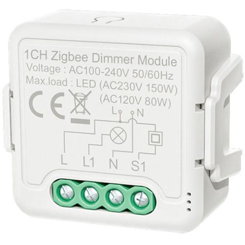 Zigbee Smart Dimmer Module Application Telecommande Controle Vocal Controle De Synchronisation Partage Compatible Avec Alexa Echo Google Accueil Pour Home Bureau, Blanche, Dimmer Switch & 1 Way