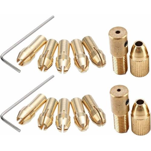 14pcs Mini Collet Mandrin Pour Mini Perceuse Électrique Collet Drill Chuck en Laiton Set Mandrin de Serrage Pour 0.5-3mm Avec Clé Allen(2.35mm 3.17mm)