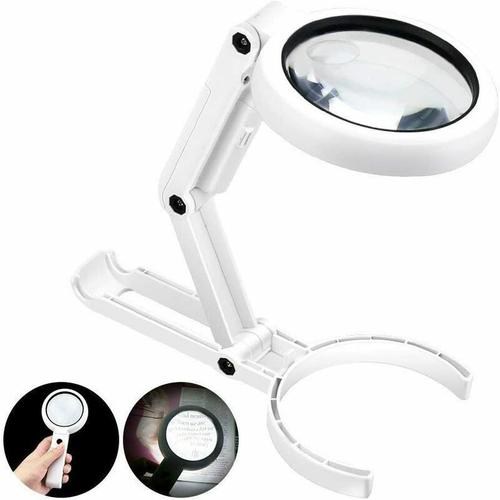 Lampe Loupe - Loupe Eclairante avec 8 LED Lumière 5X Loupe Lecture sur Pied pour le Journal