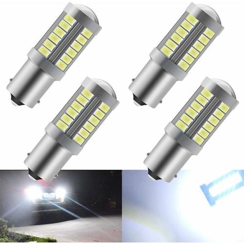 Blanc 1156 Ba15s P21w 5630 33smd Clignotants Ampoules Led 900lm Super Bright Feu De Recul Feu De Freinage Arrière Phares Antibrouillard Position Feu Arrière 12-30v 3.6w(4 Pièces)