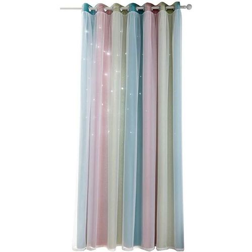 Rideaux Occultants Thermiques Isolants Avec Etoiles 100polyester,Pour Salon,Chambre,Chambre D'enfants,Rose,1 Pièce L 134cm H 240cm