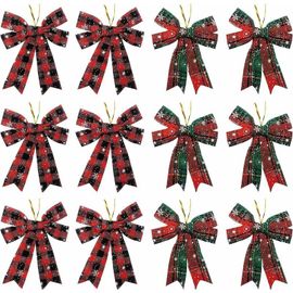 12 Pièces De Nœuds En Velours Bordeaux, Pour Décorer Le Sapin