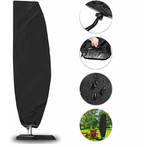 Housse De Parasol, 210d Housse De Parasol Jardin Pour 2 À 4 M De 210d Grand Parasol Déporté, Couverture De Parasol Imperméable Housse De Parasol Extérieur Noir, 205 X 57 X 48/25 Cm