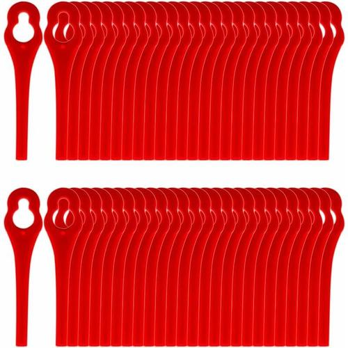 100pcs Lames en Plastique de Rechange pour Coupe Bordure Lame de Tondeuse à Gazon Lames pour Débroussailleuse sans Fil Lames de Coupe de Remplacement pour Jardin Pelouse (L83 rouge 12*7mm)