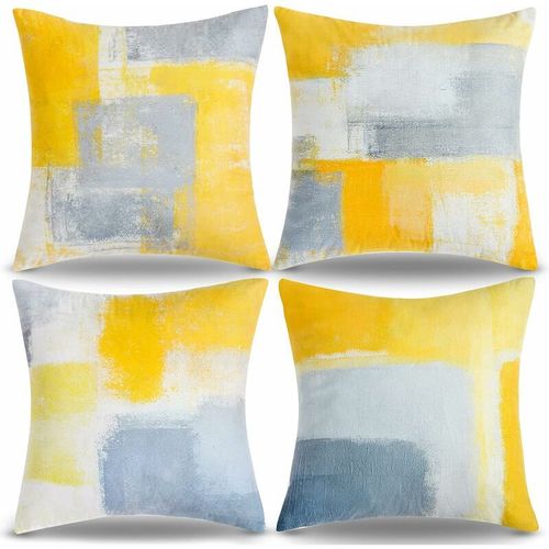 Coussin Canapé Housse De Coussin 45x45 Géométrique Coussin Jaune Moutarde Super Doux Pour Canapé-Lit Canapé Coussin Housse De Coussin Maison Décoratif