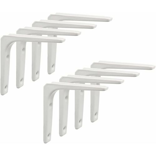 Equerre Etagere Murale, 8PCS Equerre Metal 100mm x 100mm Equerre Charge Lourde Support Etagere Murale Pour Deco Murale Cuisine Industrielle radiateur Montage Mural (Blanc)