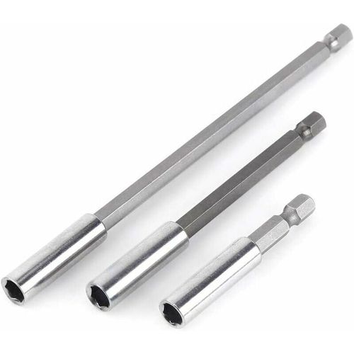 Porte Embouts Magnétique Extension de Vissage Tournevis Tige Hexagonal 60mm 100mm 150mm Rallonge Embout Visseuse 3Pcs 1/4