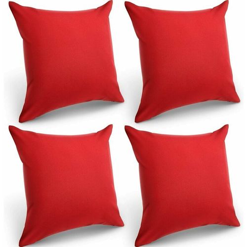 Lot De 4 Housses De Coussin Décoratives Imperméables Pour Extérieur, Housse De Coussin Imperméable Pour Jardin, Balcon, Terrasse, Carré, Revêtement Pu, Housse De Coussin Pour Canapé, Lit, Terrasse, Canapé, Tente, 45,7 X 45,7 Cm (Rouge)