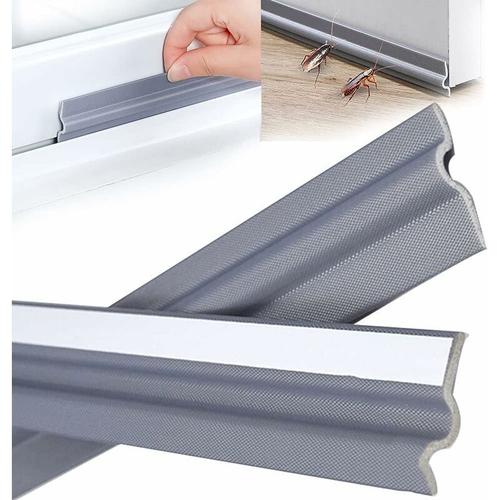 2m Gris Isolation Phonique Porte Fenêtre Coupe-Vent, Bande De Joint Anti-Poussière De Fenêtre En Mousse Pu Auto-Adhésive, Coupe-Vent Antibruit Pour Fenêtres Coulissantes Et Bas De Porte