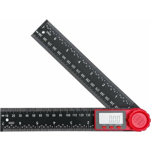 Rapporteur d'angle numérique à double échelle de 360 degrés, règle d'angle de 200 mm avec écran LCD et fonction de verrouillage, rapporteur pour l'ingénierie, le travail du bois, la construction et la mesure,