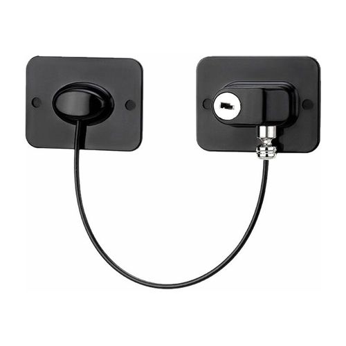 Serrure de réfrigérateur pour enfant, serrure de porte fenêtre d'armoire de réfrigérateur avec 4 clés, câble de restriction de serrure adhésive solide porte enfant tiroirs de porte coulissante (noir) ? 2 cadenas