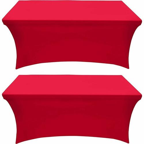 Housse Pour Mobilier De Jardin Lot De 2 Nappes Extensibs En Élasthanne [6 Pieds Rouge] ? Housse De Tab Rectangulaire Extensib, Lavab Et Infroissab Pour Événement, Mariage, Banquet Et Fêtes