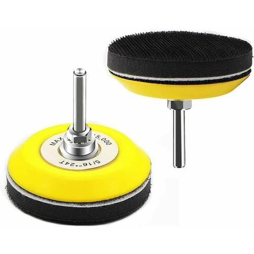 Lot de 2 patins de ponçage auto-agrippants de 7,6 cm pour disques de ponçage avec tige de 6, mm pour perceuse