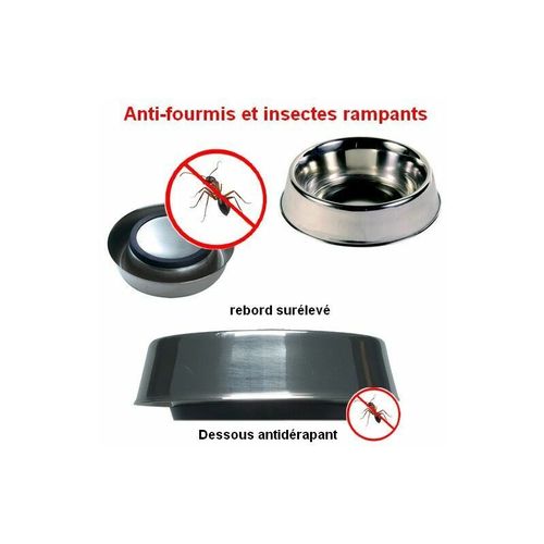 Gamelle Pour Chien En Inox Anti-Fourmis Désignation : Gamelle Diam. Ext. : 22.5 Cm