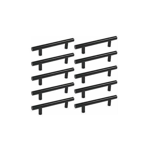 10pcs 96 mm T Bar Bâton Cuisine Armoire Porte Poignées Placard Tiroir Chambre Meubles Tirer Noir