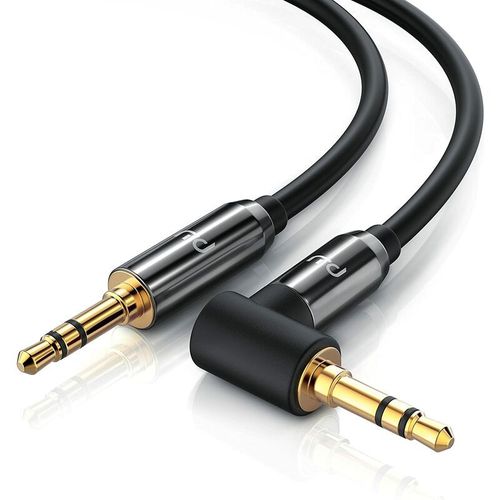 Computer 3m Câble Jack Audio - Câble Stéréo Auxiliaire - Connecteur métallique Mâle vers Mâle 90 Degrés - 2 x Prise Jack Audio 3,5 mm 3 pôles - Série HQ Premium - Noir