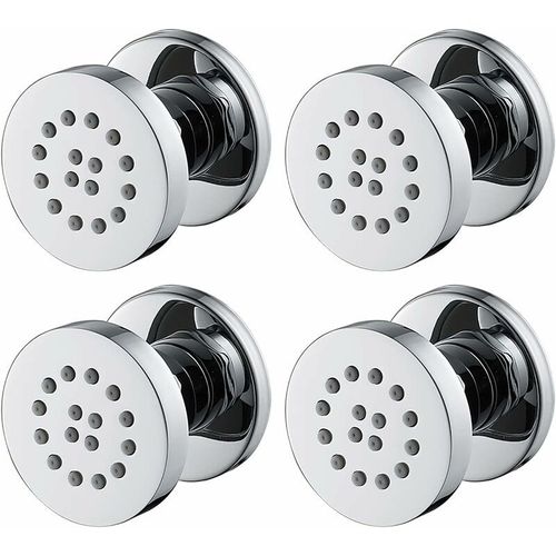 Jets latéraux chromés réglables en laiton pour le corps, buse ronde, jets de massage muraux pour douche, accessoires de salle de bain, 50 x 50 mm, lot de 4