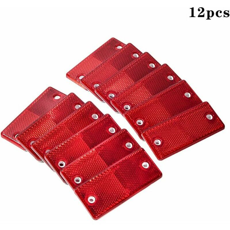 12 Pices Catadioptre Rouge Rectangulaire, Catadioptre Remorque Rouge, Rectangulaire Catadioptres Visss ?Pour Remorque Camion Caravanes Machines Agricoles Bicyclette Tracteur (Rouge)