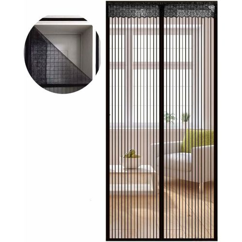 Moustiquaire Porte Anti-Insectes Aimant Mouche Mouche Rideau En Treillis Rideau Anti-Mouches Pour Porte De Balcon Salon Bande Velcro Cadre 100 X 200 Cm