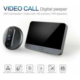 Acheter WiFi sonnette porte visionneuse caméra porte judas porte caméra  sonnette avec moniteur sans fil vue en direct