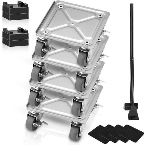 4PCS Kit de Deplace Meuble Lourd - VEVOR - Capacité 454 kg Chariot Déménagement Déplace Meubles - Roues Pivotantes