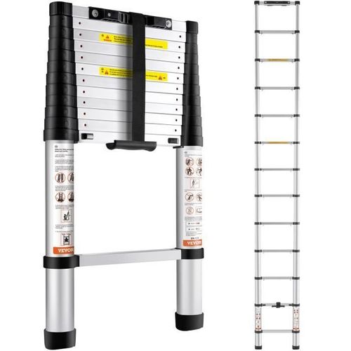 Echelle Telescopique - VEVOR - Escabeau Telescopique Aluminium Extensible Multi-Usages Portable 3,8m 170kg