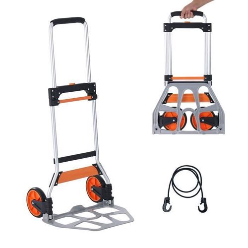 Diable - VEVOR - Diable Pliant à Bagages Aluminium Déménagement 125kg avec Cordon Élastique