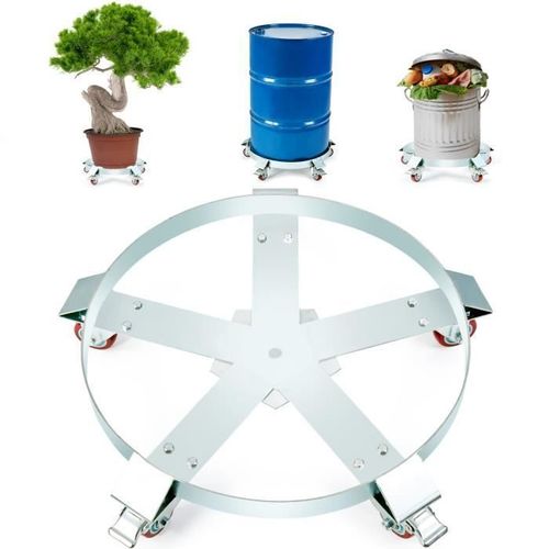 Chariot à Baril - VEVOR - Chariot à Baril 250 L 567 kg avec Roulettes Pivotantes en Acier