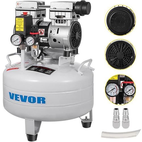 Compresseur d'Air sans Huile - VEVOR - 30 L Compresseur silencieux à Air 850 W-1,1 Hp 165 L-min Outil d'Atelier - Ultra silencieux