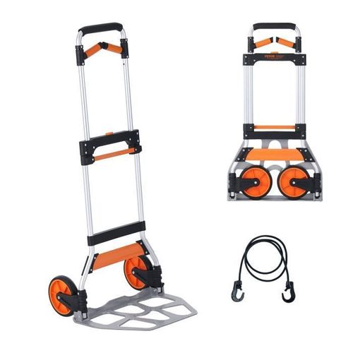 Diable - VEVOR - Diable Pliant à Bagages Aluminium Déménagement 140kg avec Cordon Élastique