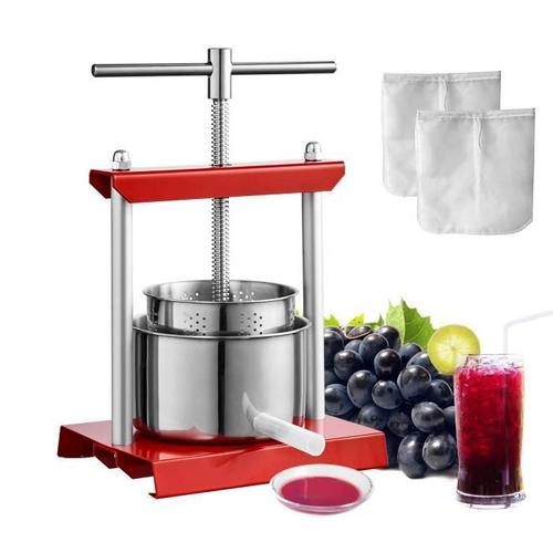 Pressoir à Fruits Manuel - VEVOR - Presse à Vin 2L en Inox Pressoir-Baies Jus Légume