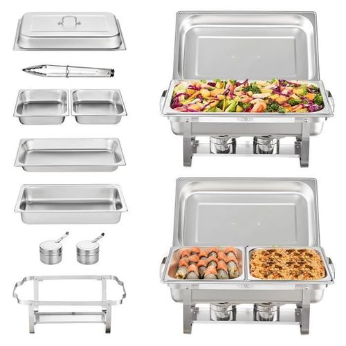 Lot De 2 Chauffe-Plat Buffet - Vevor - 2 Bacs De 7,5 L Chauffant À Combustible Inox