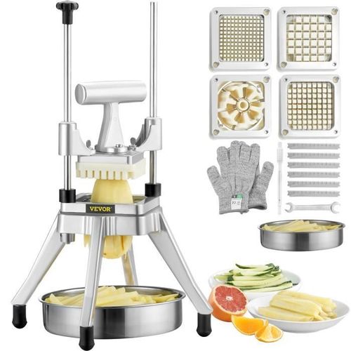 Coupe-Frites Commercial - Vevor - Coupe-Légumes Multifonction - 4 Lames Inox Tranchantes