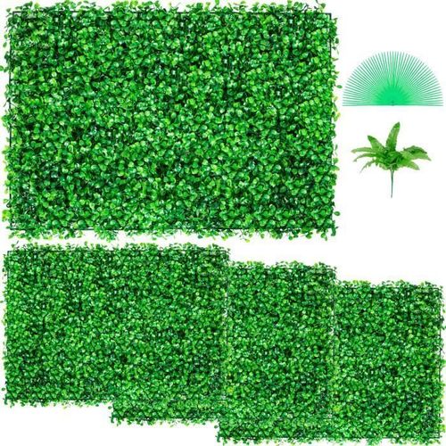 Panneaux De Buis Artificiels - Vevor - Haie Artificielle Panneaux Muraux De Haie De Buis Uv 4pcs 24" X 16" Décor