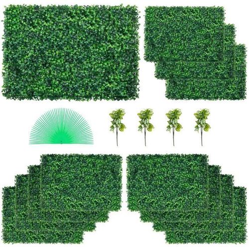 Panneaux De Buis Artificiels - Vevor - Haie Artificielle Panneaux Muraux De Haie De Buis Uv 12pcs 60x40 Cm Décor