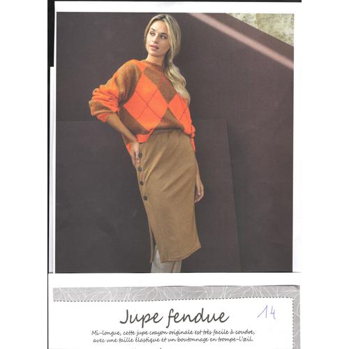 Patron Couture Modes Et Travaux N° 14 Gaël Couture : Jupe Fendue, Taille 36 À 48
