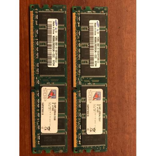 2 Barrettes mémoire SQP 2x2GB AP-G5D4 Samsung DDR PC3200