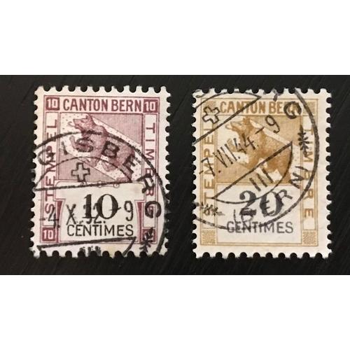 Lot De 2 Timbres Fiscaux Oblitérés Suisse Canton Bern