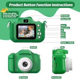 Appareil Photo, Caméra Selfie Jouet Fille Garçon, Carte SD 32 Go,  Enregistreur Vidéo HD 1080p, Cadeaux d'anniversaire de Noël pour 3 4 5 6 7  8 9 10