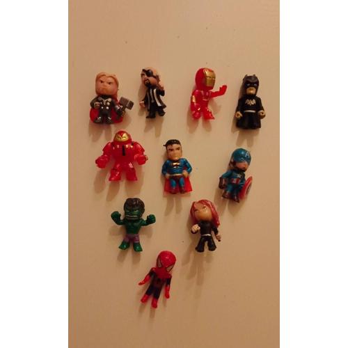 Lot De 10 Mini Figurines Marvel Et Dc, Batman, Spiderman, Captain America, Superman...